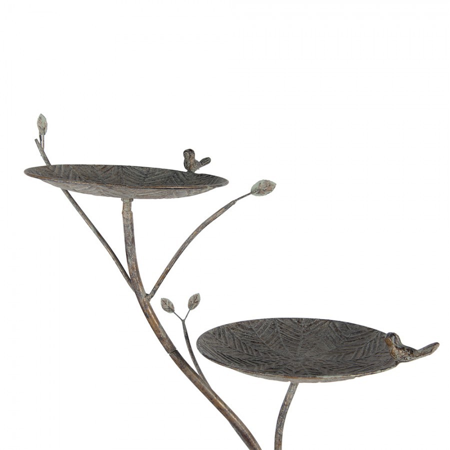 Zeleno hnědé antik kovové krmítko pro ptáčky Birdie - 38*43*78 cm