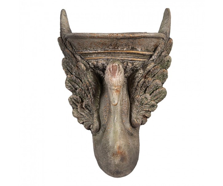 Hnědý antik nástěnný květináč Swan Baroque - 30*15*43 cm Clayre & Eef