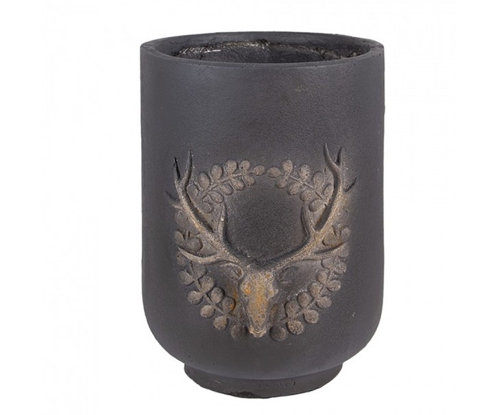 Granitový antik obal na květináč s jelenem Deer - Ø 23*31 cm Clayre & Eef