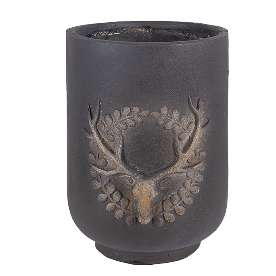 Granitový antik obal na květináč s jelenem Deer - Ø 23*31 cm