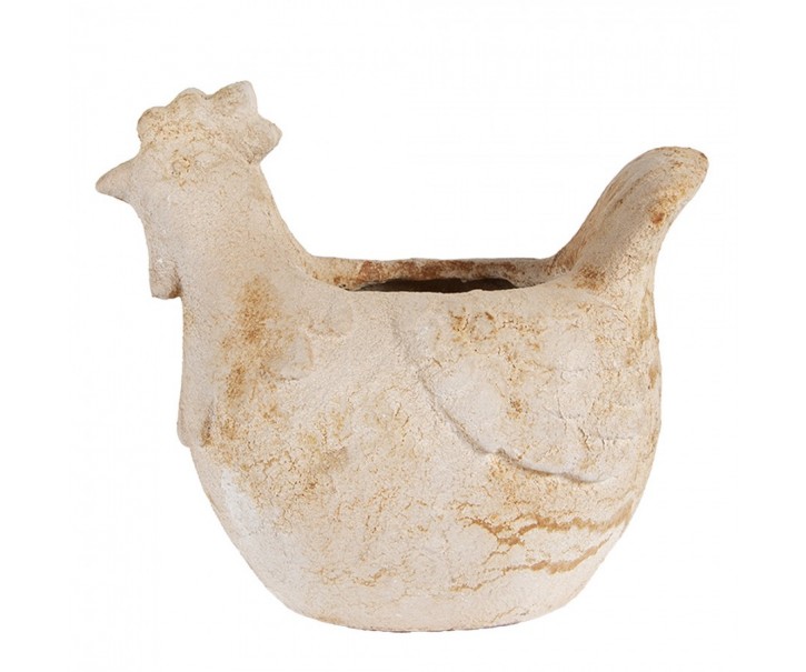 Béžový antik květináč slepička Chicken Brocante - 31*20*27 cm