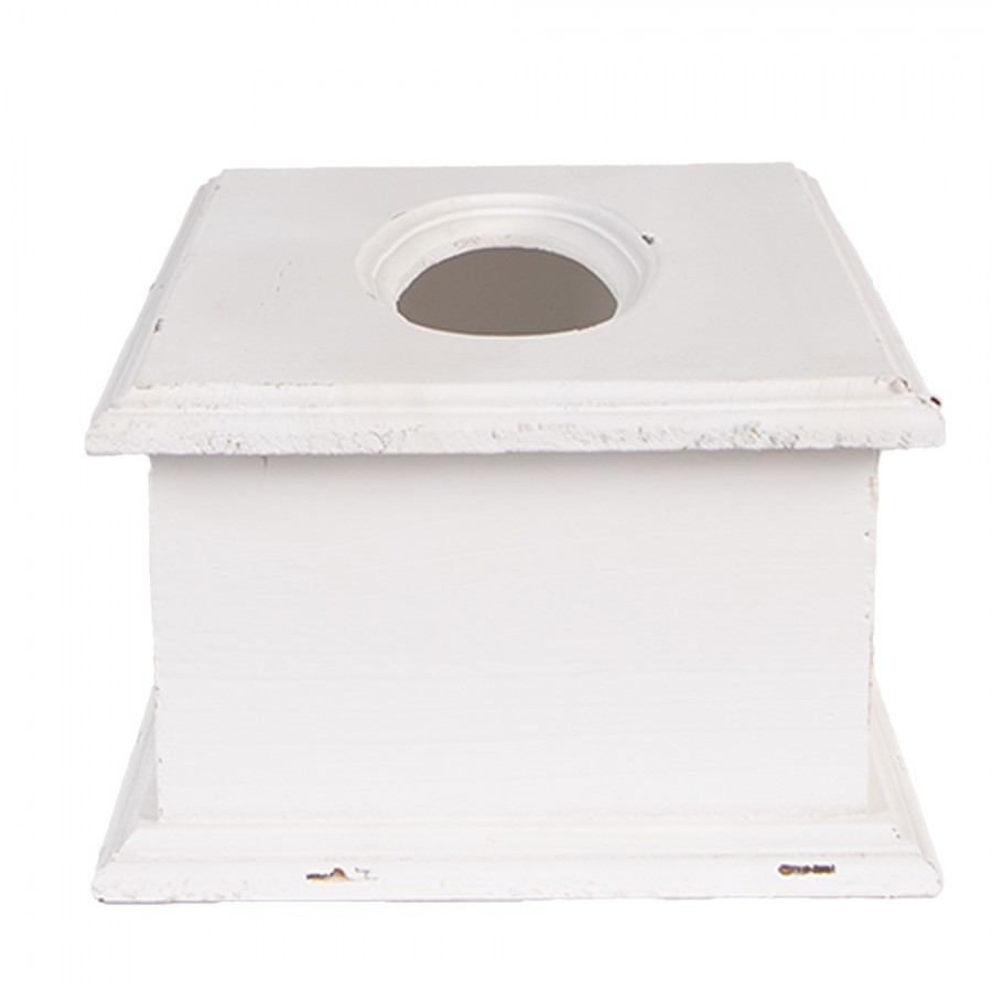 Bílý antik dřevěný obal na kapesníky Mouchoirs - 28*16*10 cm