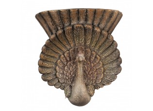 Hnědý antik nástěnný květináč páv Peacock Baroque - 36*12*39 cm
