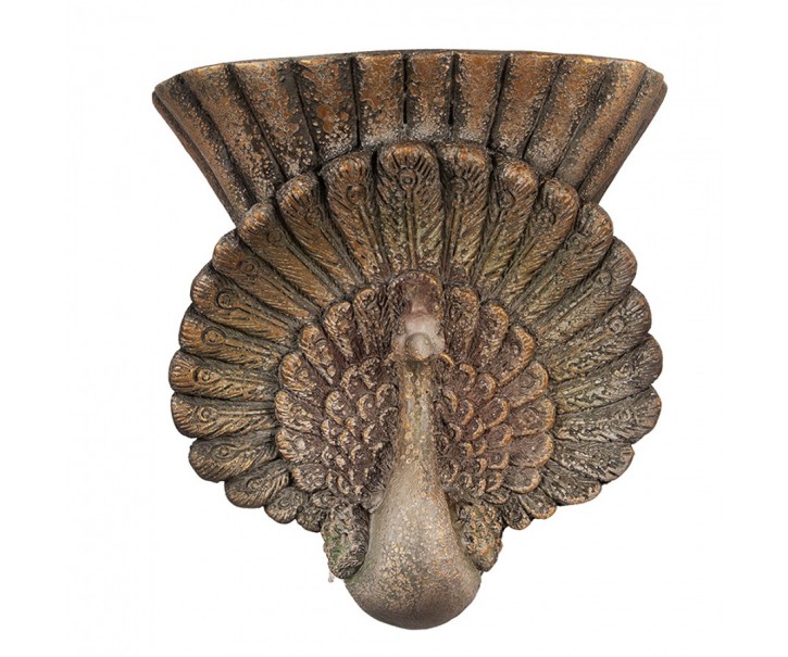 Hnědý antik nástěnný květináč páv Peacock Baroque - 36*12*39 cm
