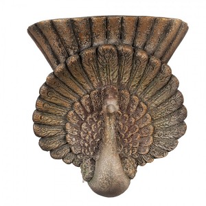 Hnědý antik nástěnný květináč páv Peacock Baroque - 36*12*39 cm