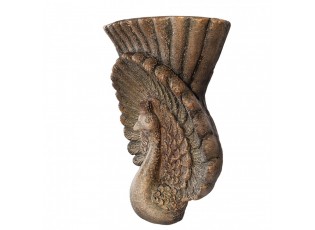 Hnědý antik nástěnný květináč páv Peacock Baroque - 36*12*39 cm