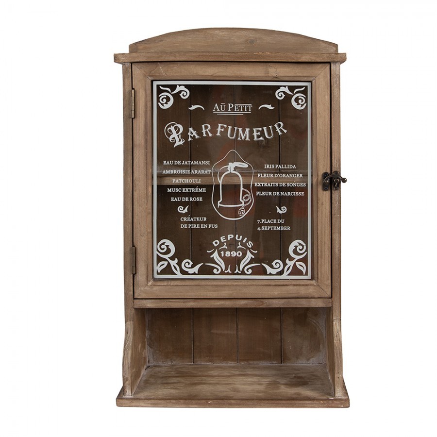 Hnědá antik dřevěná nástěnná skříňka Parfumeur - 32*15*54 cm 50812