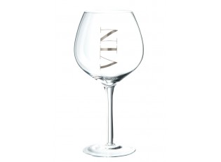 Sklenice na víno se stříbrným nápisem Vin Silver - Ø 10*22 cm