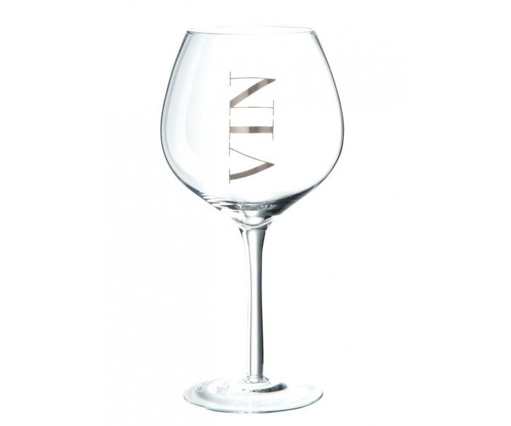 Sklenice na víno se stříbrným nápisem Vin Silver - Ø 10*22 cm