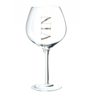 Sklenice na víno se stříbrným nápisem Vin Silver - Ø 10*22 cm