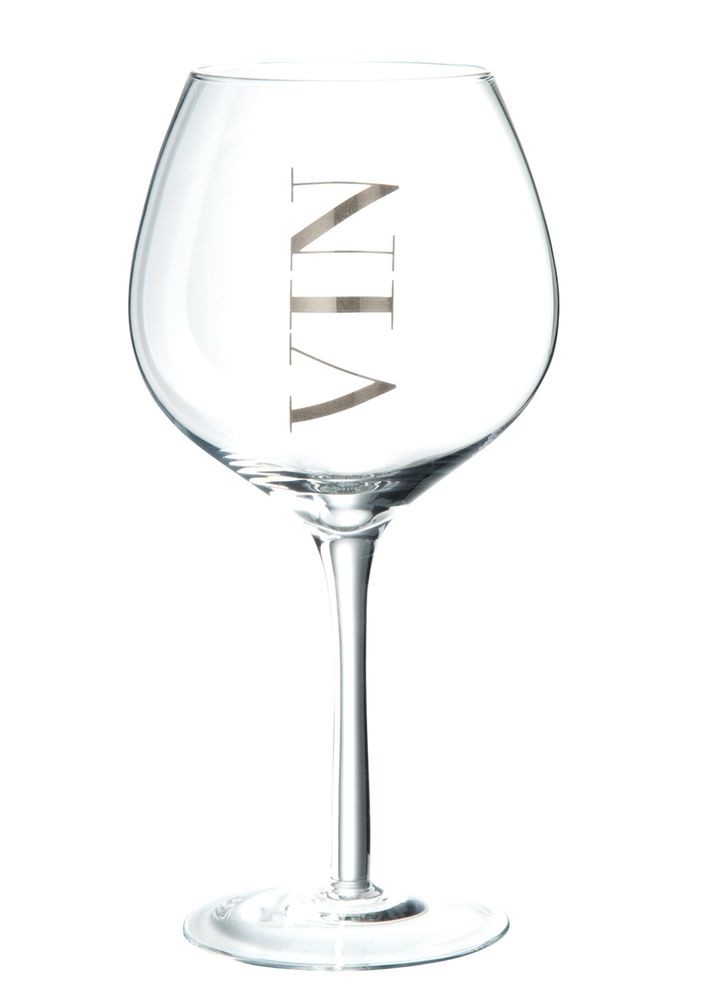 Sklenice na víno se stříbrným nápisem Vin Silver - Ø 10*22 cm