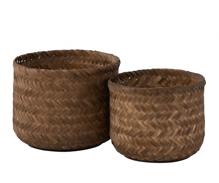2ks hnědý obal na květináč/košík z bambusu - Ø39*30/ Ø35*26cm J-Line by Jolipa