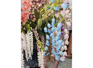 Dekorace modrá umělá květina zvonek Bells Bouquet - 15*6*80 cm
