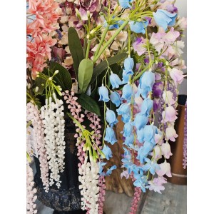 Dekorace modrá umělá květina zvonek Bells Bouquet - 15*6*80 cm