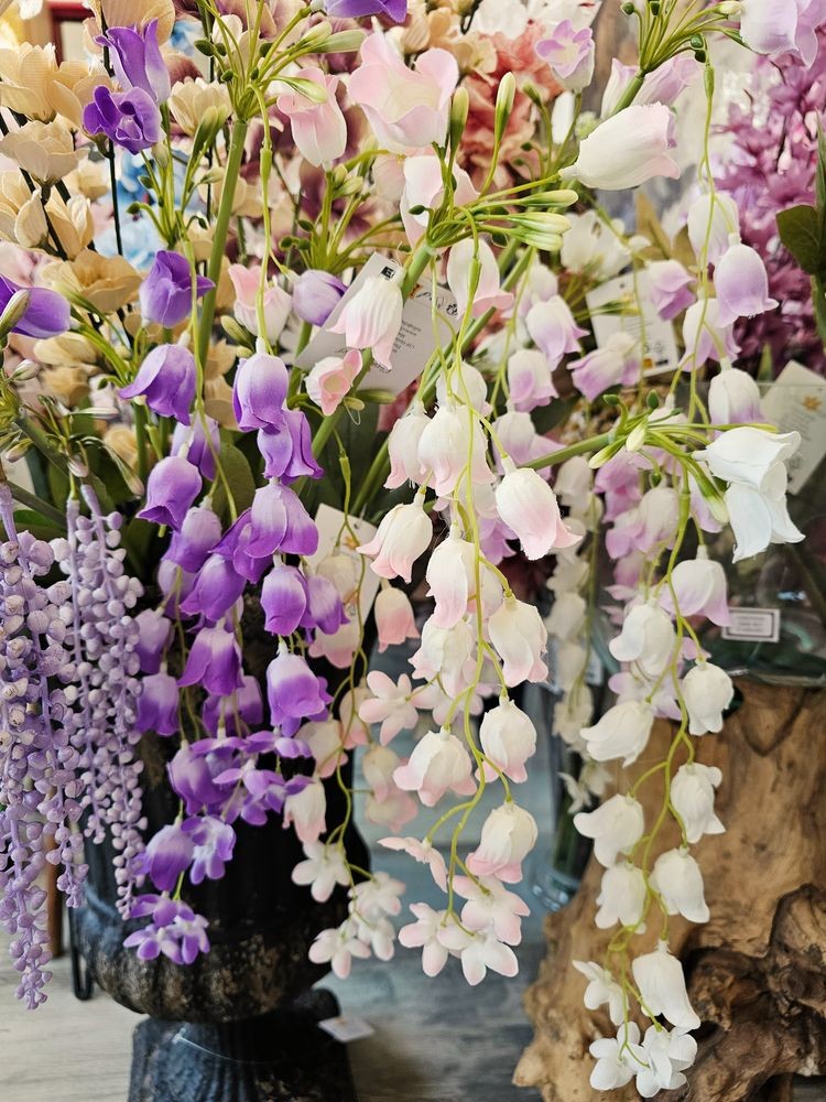 Dekorace fialová umělá květina zvonek Bells Bouquet - 15*6*80 cm