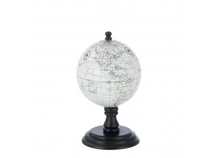 Šedo-černý glóbus na dřevěném podstavci Globe - 10*10*20 cm
