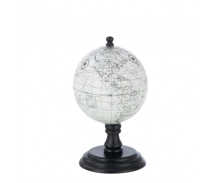 Šedo-černý glóbus na dřevěném podstavci Globe - 10*10*20 cm