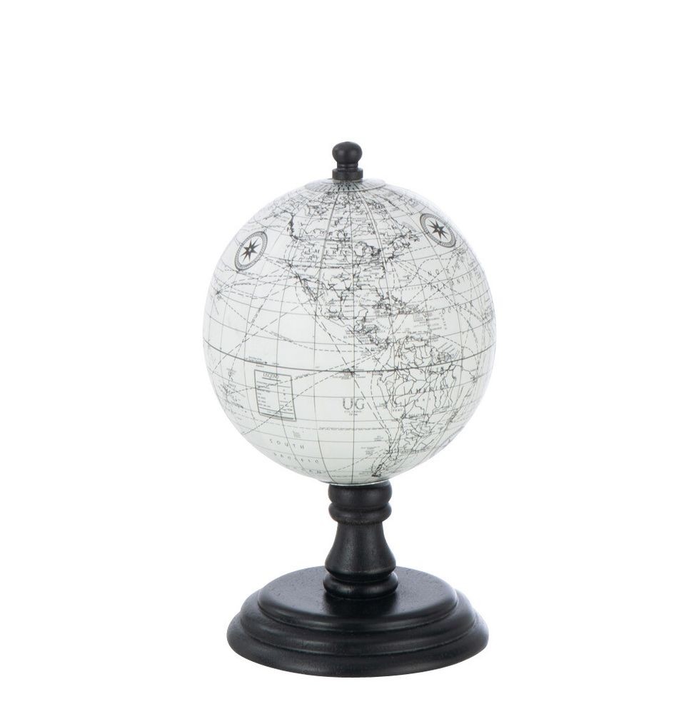 Šedo-černý glóbus na dřevěném podstavci Globe - 10*10*20 cm