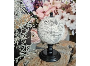 Šedo-černý glóbus na dřevěném podstavci Globe - 10*10*20 cm