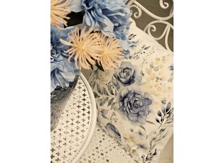 Bílý povlak na polštář s modrými květy - 45*45 cm