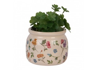 Keramický květináč s květinami Colourful Flowers S - Ø 12*10 cm
