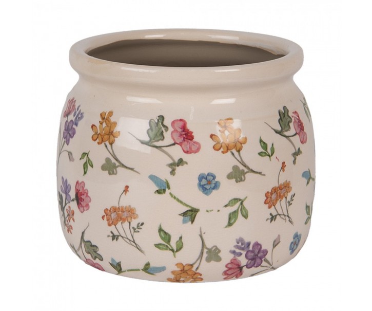 Keramický květináč s květinami Colourful Flowers S - Ø 16*13 cm