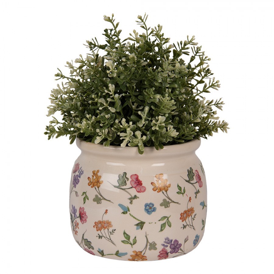 Keramický květináč s květinami Colourful Flowers S - Ø 16*13 cm