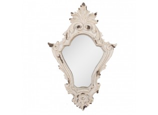 Bílé antik nástěnné zrcadlo s ornamenty Brocante - 27*5*42 cm
