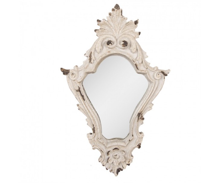 Bílé antik nástěnné zrcadlo s ornamenty Brocante - 27*5*42 cm