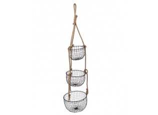 3ks závěsný kovový košík na laně - Ø 26*126 cm