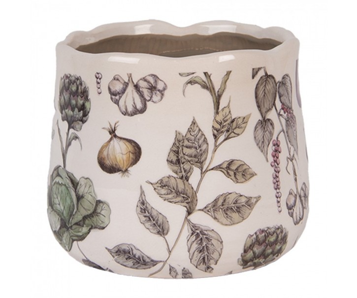 Keramický obal na květináč zelenina The Kitchen Garden S - Ø 14*12 cm Clayre & Eef