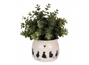 Béžový obal na květináč s kočkami a srdíčkem Dog&Cat S - Ø 12*10 cm