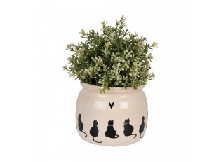 Béžový obal na květináč s kočkami a srdíčkem Dog&Cat M - Ø 16*13 cm