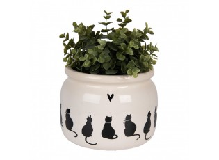 Béžový obal na květináč s kočkami a srdíčkem Dog&Cat L - Ø 20*15 cm