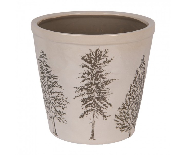 Béžový obal na květináč se stromky Natural Pine Trees XL - Ø 21*20 cm