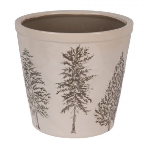 Béžový obal na květináč se stromky Natural Pine Trees XL - Ø 21*20 cm