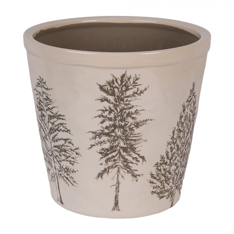 Béžový obal na květináč se stromky Natural Pine Trees XL - Ø 21*20 cm