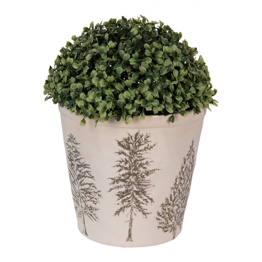 Béžový obal na květináč se stromky Natural Pine Trees XL - Ø 21*20 cm