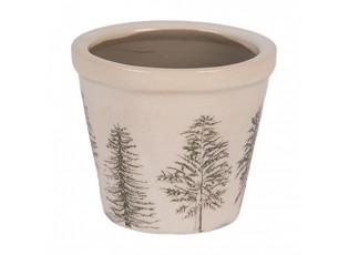 Béžový obal na květináč se stromky Natural Pine Trees XS - Ø 8*7 cm