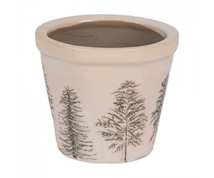 Béžový obal na květináč se stromky Natural Pine Trees XS - Ø 8*7 cm
