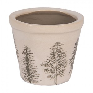 Béžový obal na květináč se stromky Natural Pine Trees XS - Ø 8*7 cm