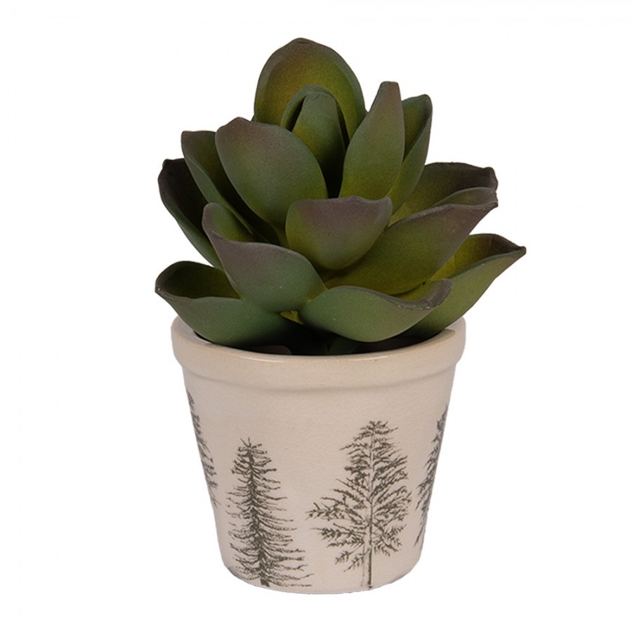 Béžový obal na květináč se stromky Natural Pine Trees XS - Ø 8*7 cm
