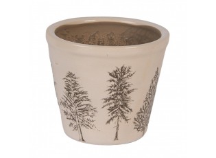 Béžový obal na květináč se stromky Natural Pine Trees S - Ø 12*11 cm