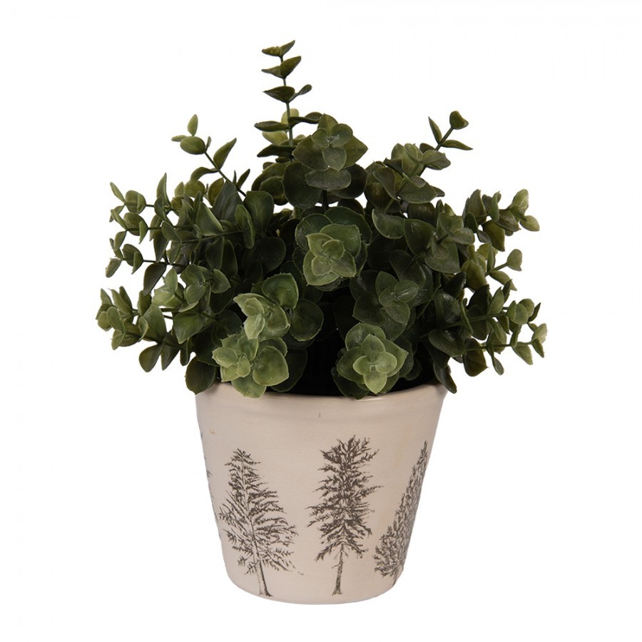 Béžový obal na květináč se stromky Natural Pine Trees S - Ø 12*11 cm