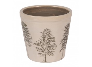 Béžový obal na květináč se stromky Natural Pine Trees M - Ø 15*14 cm
