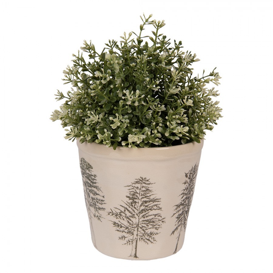 Béžový obal na květináč se stromky Natural Pine Trees M - Ø 15*14 cm