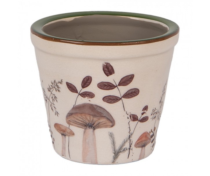 Béžový obal na květináč s houbičkami Little Forest Jewels XS - Ø 8*7 cm