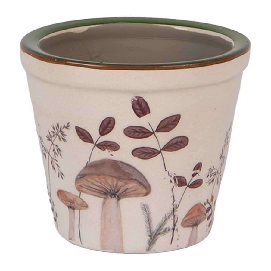 Béžový obal na květináč s houbičkami Little Forest Jewels XS - Ø 8*7 cm