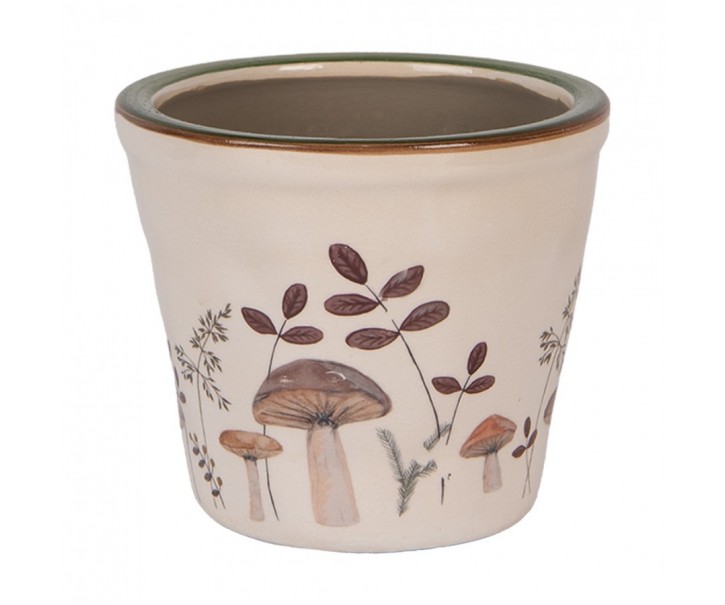 Béžový obal na květináč s houbičkami Little Forest Jewels S - Ø 12*11 cm Clayre & Eef