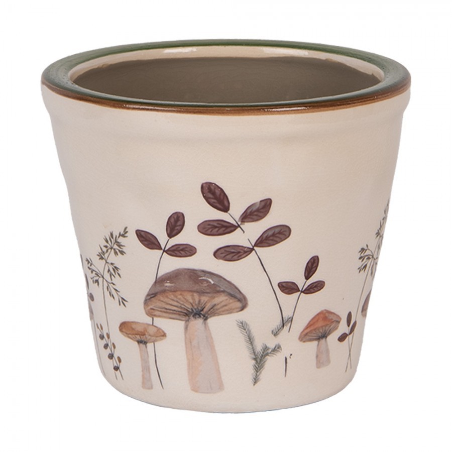 Béžový obal na květináč s houbičkami Little Forest Jewels S - Ø 12*11 cm